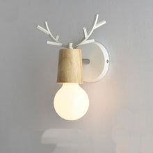 Load image into Gallery viewer, Ahorn wall lamp with white and wood base and bulb FunkChez