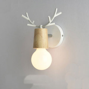 Ahorn wall lamp with white and wood base and bulb FunkChez