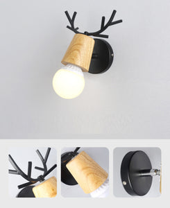 Ahorn wall lamp with black and wood base and bulb FunkChez