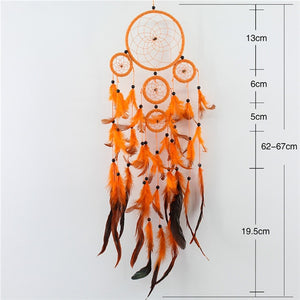 orange and brown dreamcatcher with size specifications