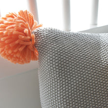 Load image into Gallery viewer, Close up of a grey knitted cushion 