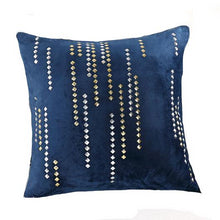 Load image into Gallery viewer, royal blue cushion cover with silver designs printed FunkChez