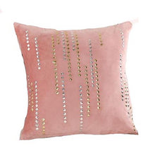 Load image into Gallery viewer, pink colored cushion cover with gold designs printed 