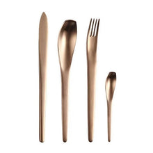 Load image into Gallery viewer, ombre cutlery set of a knife, fork and 2 spoons in a white background