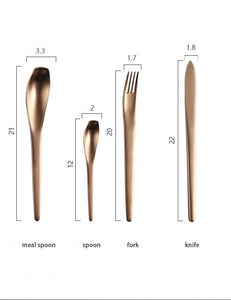 4 piece cutlery set in ombre colour with size specifications