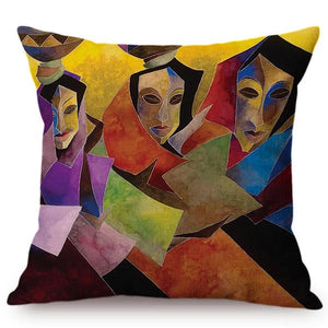 cushion cover with an image of 3 ladies
