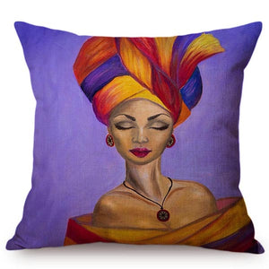cushion cover with an image of an african lady printed