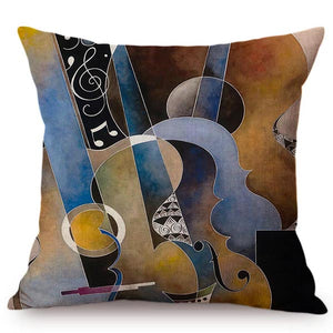 cushion cover of musical instruments printed