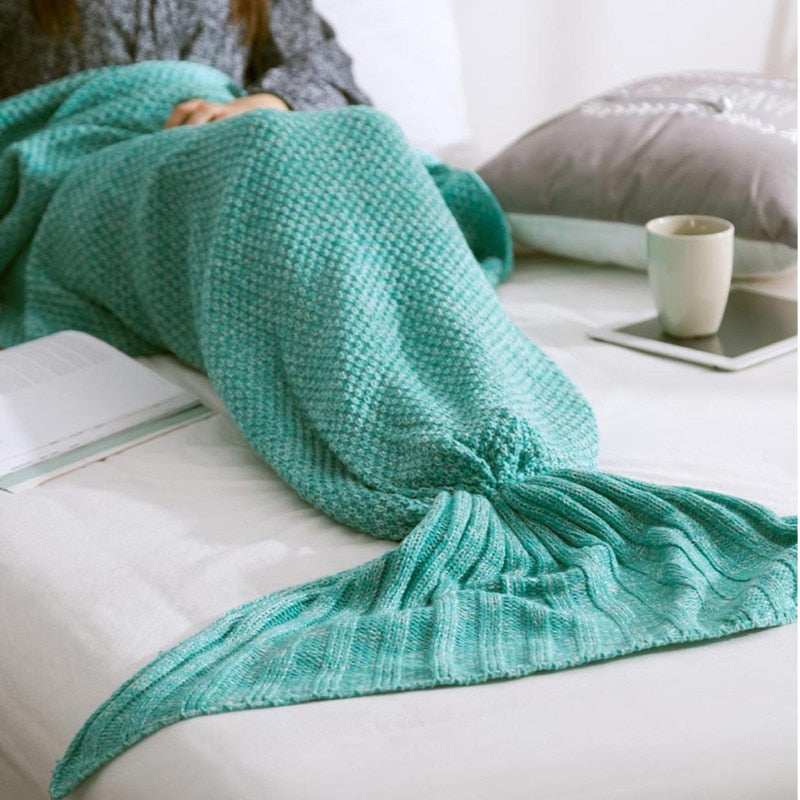 Mermaid Tail  Blanket - Yarn Knitted Handmade Crochet Mermaid Tail Blanket