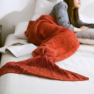 Mermaid Tail  Blanket - Yarn Knitted Handmade Crochet Mermaid Tail Blanket