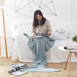 Mermaid Tail  Blanket - Yarn Knitted Handmade Crochet Mermaid Tail Blanket