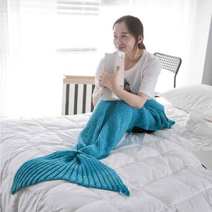 Mermaid Tail  Blanket - Yarn Knitted Handmade Crochet Mermaid Tail Blanket