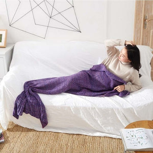 Mermaid Tail  Blanket - Yarn Knitted Handmade Crochet Mermaid Tail Blanket