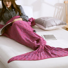 Load image into Gallery viewer, Mermaid Tail  Blanket - Yarn Knitted Handmade Crochet Mermaid Tail Blanket