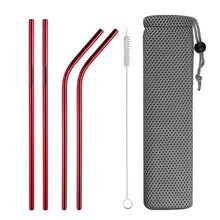 Load image into Gallery viewer, Travelling Reusable Metal Drinking Straws Stainless Steel