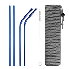 Load image into Gallery viewer, Travelling Reusable Metal Drinking Straws Stainless Steel