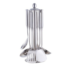 Load image into Gallery viewer, 6 metallic silver utensils from the posche utensil collection FunkChez