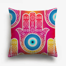 Load image into Gallery viewer, hand with a circle in the center printed on a cushion cover