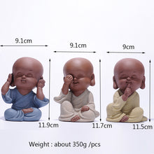 Load image into Gallery viewer, no evil baby figurines set of 3 with size specifications
