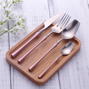 PINK AND SILVER 4 PIECE ROYALTY CUTLERY SET 
