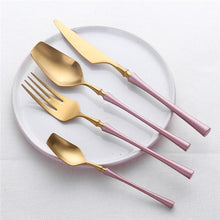 Load image into Gallery viewer, PINK AND GOLD PLATED 4 PIECE ROYALTY CUTLERY SET