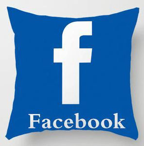 FACEBOOK LOGO PRINTED ON A CUSHION COVER
