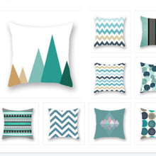 Load image into Gallery viewer, 9 throw covers with shades of teal and white