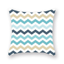 Load image into Gallery viewer, Teal mustard and white geometric cushion cover - FunkChez