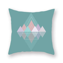 Load image into Gallery viewer, TEAL pink orange and purple colours in geometric design cushion cover- FunkChez