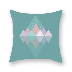 TEAL pink orange and purple colours in geometric design cushion cover- FunkChez