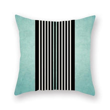 Load image into Gallery viewer, Teal black and white stripes cushion cover - FunkChez