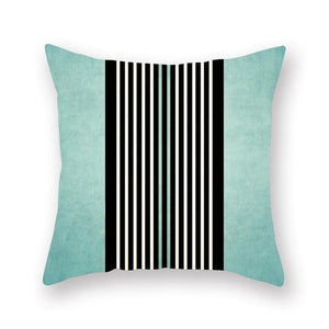 Teal black and white stripes cushion cover - FunkChez