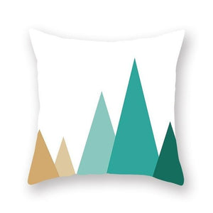 Teal mustard and white geometric cushion cover - FunkChez
