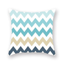 Load image into Gallery viewer, Teal mustard and white geometric cushion cover - FunkChez