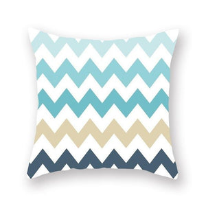 Teal mustard and white geometric cushion cover - FunkChez