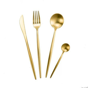Classy Ains Gold plated cutlery set with large and small spoon, fork and knife