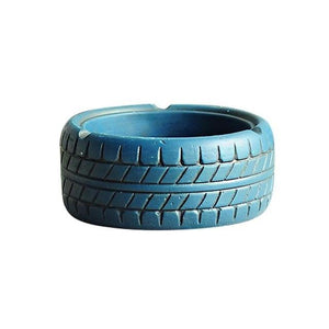 blue coloured tire ashtray
