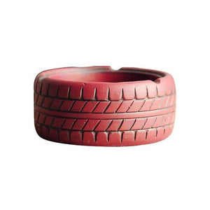 red coloured tire ashtray