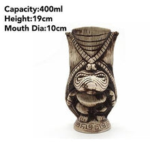 Load image into Gallery viewer, brown tiki mug with size specificaitons