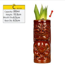 Load image into Gallery viewer, brown ceramic tiki tumbler with cocktail